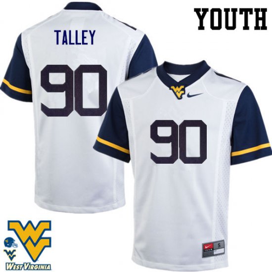 Youth West Virginia Mountaineers NCAA #90 Darryl Talley White Authentic Nike Stitched College Football Jersey YO15J57LL